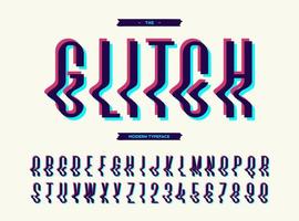 carattere tipografico moderno glitch sans serif vettore