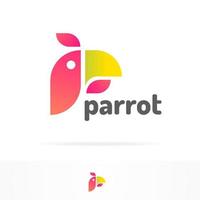 il logo del pappagallo imposta lo stile moderno del colore sfumato per l'uso in studio di design, azienda di animali domestici vettore