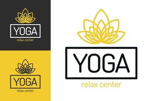 logo dello studio di yoga impostato con lo stile della linea di fiori vettore