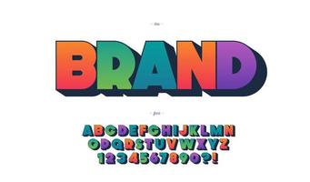 alfabeto di marca vettoriale in stile audace 3d per poster di festa