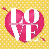 carta di San Valentino felice con tipografia adorabile augura amore su sfondo carino cuore giallo. elemento decorativo per le vacanze. illustrazione vettoriale