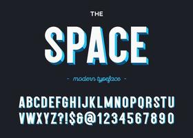 carattere tipografico moderno spaziale. stile di tendenza colorato cool alfabeto vettore