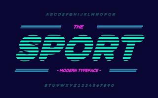 tipografia di tendenza del carattere tipografico di vettore sport. carattere moderno stile colorato per t-shirt