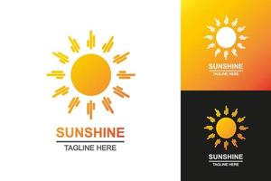 il logo del sole ha impostato lo stile colorato per l'emblema estivo vettore