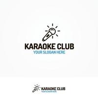 logo club karaoke impostato con stile linea microfono vettore