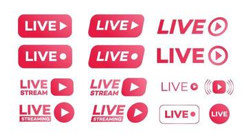 set di icone di streaming live vettoriale