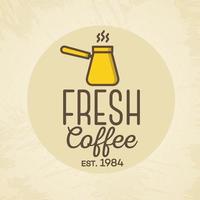 logo caffè fresco con stile colore tazza isolato su sfondo per bar, caffetteria, ristorante vettore