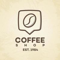 logo della caffetteria con stile linea pin e chicco di caffè isolato su sfondo per bar, negozio vettore