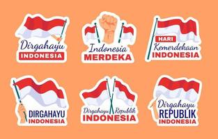 set di adesivi per il giorno dell'indipendenza dell'indonesia vettore