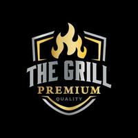 modello di logo emblema distintivo barbecue di lusso di classe il premium grill vettore