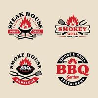 set di raccolta di modelli di logo emblema distintivo barbecue vettore
