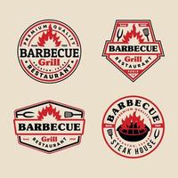 set di raccolta di modelli di logo emblema distintivo barbecue vettore