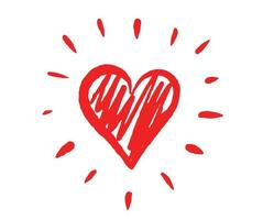 simbolo del cuore con sunburst, illustrazione disegnata a mano. vettore