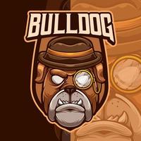 modello di logo del fumetto della mascotte del bulldog vettore