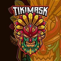 maschera tiki e modello di logo mascotte maschera tribale vettore