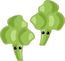simpatico cartone animato felice e triste broccoli a colori vettore