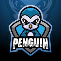 design del logo esport della mascotte del pinguino vettore