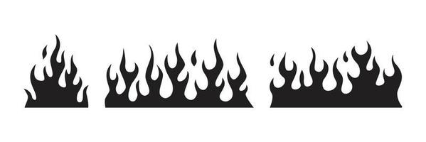 set di fiamme di fuoco illustrazione. disegno semplice delle icone di vettore del fuoco