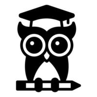 icona del glifo vettoriale saggezza, icona della scuola e dell'istruzione