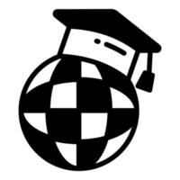 icona del glifo vettoriale dell'istruzione globale, icona della scuola e dell'istruzione