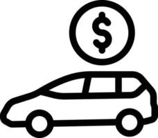 illustrazione di vettore dell'automobile del dollaro su una priorità bassa simboli di qualità premium. icone vettoriali per il concetto e la progettazione grafica.
