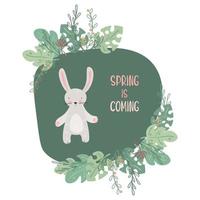 cartone animato carino animali carta bambino con coniglietto vettore