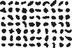 insieme di forme organiche astratte. forme casuali. macchie nere organiche di forma irregolare. vettore