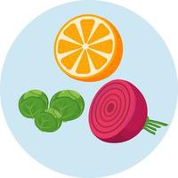 icona di oggetti vettoriali a colori semi-piatti fonti di vitamina c