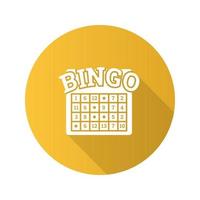 icona del glifo con ombra lunga design piatto gioco bingo. lotteria. casinò. illustrazione della siluetta di vettore