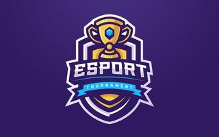 modello di logo eSports con trofeo per squadra di gioco o torneo vettore
