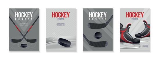 set di poster di hockey vettore