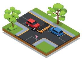 composizione isometrica degli incidenti stradali vettore