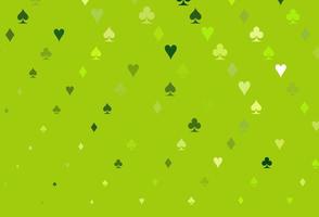 texture vettoriale verde chiaro con carte da gioco.