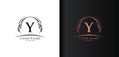 disegno del logo astratto della lettera y, logo della lettera in stile di lusso, disegno vettoriale dell'icona del testo y