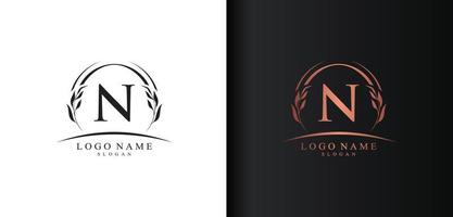 disegno del logo astratto della lettera n, logo della lettera di stile di lusso, disegno vettoriale dell'icona del testo n