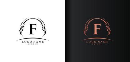 disegno del logo astratto della lettera f, logo della lettera di stile di lusso, disegno vettoriale dell'icona del testo f