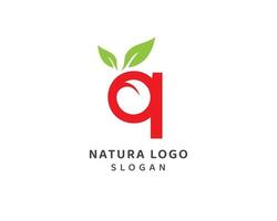 foglia naturale astratta, logo q naturale, disegno vettoriale q minuscolo