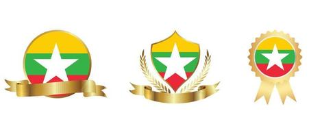 icona della bandiera del Myanmar. set di icone web. collezione di icone piatte. semplice illustrazione vettoriale. vettore