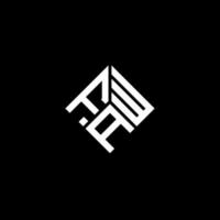 faw lettera logo design su sfondo nero. faw creative iniziali lettera logo concept. disegno della lettera faw. vettore