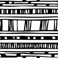 vettore disegnato a mano astratto bianco nero ripetere motivo di confine senza soluzione di continuità. effetto inchiostro, illustrazione scarabocchio contiene rettangoli, elementi lineari, forme, geometria moderna
