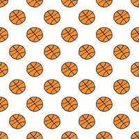 modello di basket senza soluzione di continuità. modello doodle senza cuciture con palla da basket. illustrazione vettoriale con palla da basket su sfondo bianco