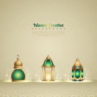 modello di sfondo biglietto di auguri design islamico con ornamentale colorato di mosaico e lanterna islamica. vettore