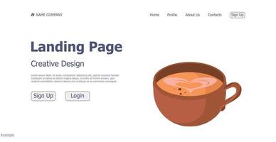 concetto di design della caffetteria della pagina di destinazione del sito Web - vettore