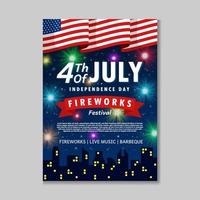 Manifesto del festival dei fuochi d'artificio del 4 luglio vettore