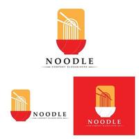 una collezione di ispirazione per il logo di noodle. modello di progettazione di cibo e ciotola cinese. illustrazione di concetto retrò vettore