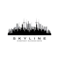 skyline della città, grattacielo per il vettore di progettazione del logo dell'edificio immobiliare urbano