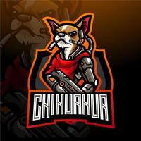 il cane di chihuahua esport logo mascotte design. vettore