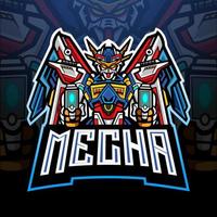 design della mascotte del logo mecha esport vettore