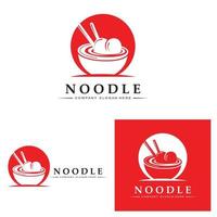 una collezione di ispirazione per il logo di noodle. modello di progettazione di cibo e ciotola cinese. illustrazione di concetto retrò vettore