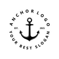 vettore icona logo ancoraggio nave, porto, illustrazione design retrò